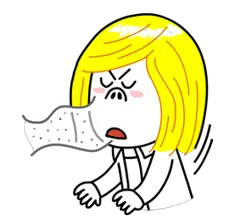 Angry Little Girl - yellow hair - Transparent Background PNG