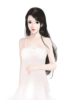Girl in White Dress - illustration - Lossless PNG