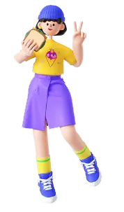Cartoon Character with Hat - hand gesture - Transparent Layer PNG