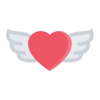 Heart with Wings - romance - comic - Transparent Background PNG