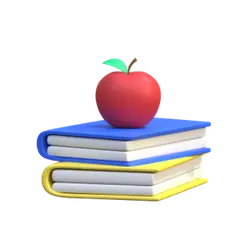 Apple and Books - education - High Resolution PNG