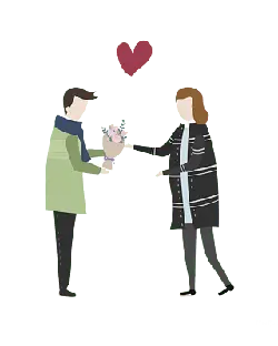 Couple Giving Flowers - valentine's day - PNG