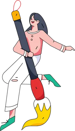 Girl with Large Paintbrush - large paintbrush - Free PNG