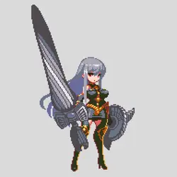 Swordswoman - pixel art - Transparent Background PNG