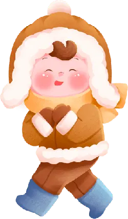 Cartoon Child in Winter Clothing - happy - Transparent Background PNG