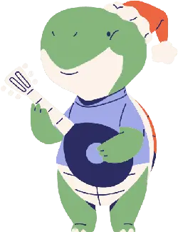 Turtle with Santa Hat Playing Guitar - music - PNG Images