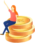 Girl on Gold Coins - wealth - Free Download PNG