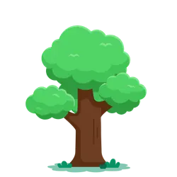Cartoon Tree - green - brown - PNG