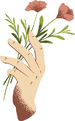 Hand Holding Flowers - illustration - No Background PNG
