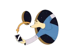 Space Fox - phone - Transparent Background PNG