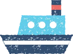 Blue Boat - toy - Free PNG