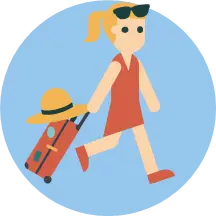 Girl with Suitcase - sunglasses - Transparent Background PNG