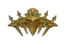 Golden Shield and Three Swords Emblem - gold - High Resolution PNG