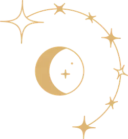 Crescent Moon and Stars - gold - High Resolution PNG