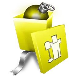 Yellow Gift Box with Bomb - gift - Transparent Layer PNG