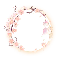 Cherry Blossom Wind Chime Wreath - pink - PNG