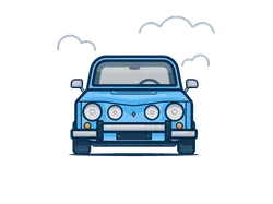 Blue Car - retro - Free Download PNG
