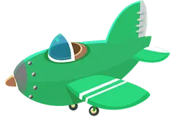 Cartoon Green Plane - green propeller - High Resolution PNG