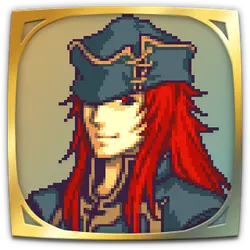 Red Haired Pirate - pixel art - Transparent Background PNG