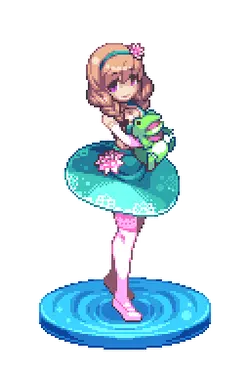 Girl on Bubble - pixel art - Lossless PNG