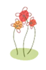 Three Flowers - cartoon - Transparent Background PNG