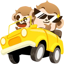 Monkey Driving Car - humorous - Lossless PNG