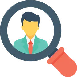 Businessman in Magnifying Glass - investigation - Transparent Background PNG
