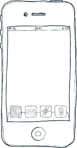 Blue Line Drawn Phone - phone - Transparent Layer PNG