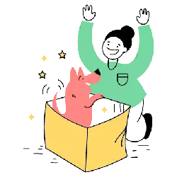 Happy Girl and Pink Dog - happiness - Lossless PNG