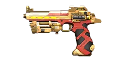 Futuristic Pistol - red - metal - Lossless PNG