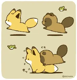 Fox and Beaver - interaction - High Resolution PNG