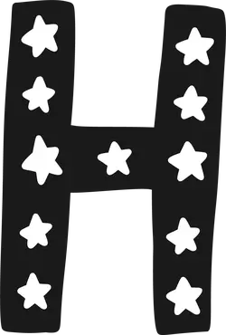 Letter H - stars - Transparent Background PNG