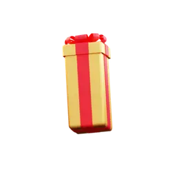 Gift Box - gold - red ribbon - No Background PNG