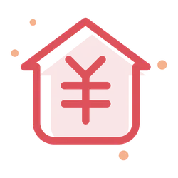 Red House with Yuan Symbol - icon - No Watermark PNG
