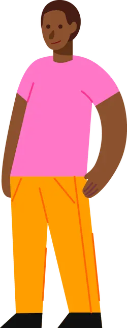 Cartoon Character in Pink T-shirt and Yellow Pants - yellow - High Resolution PNG