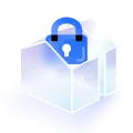 Transparent Cube with Blue Icon - technology - PNG Images