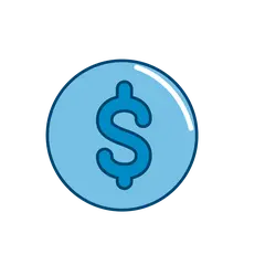 Blue Dollar Sign Bubble - icon - PNG