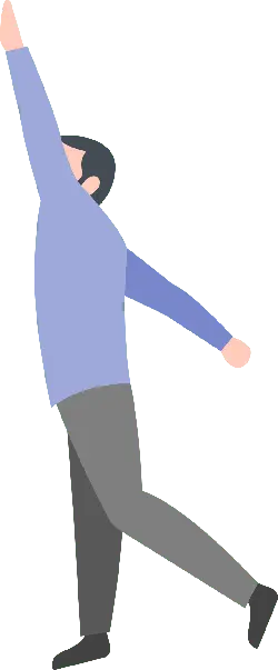 Cartoon Character in Blue Top and Gray Pants - gray - PNG
