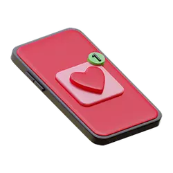 Heart Phone - red - Transparent Background PNG