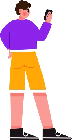 Man in Purple Top and Yellow Shorts - phone - Transparent Layer PNG