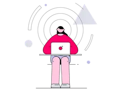 Pink Character Using Laptop - technology - No Watermark PNG