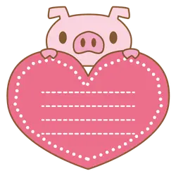 Pink Pig - heart shape - Lossless PNG