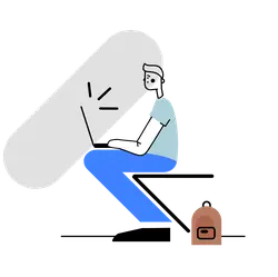 Person Squatting and Looking at Computer - technology - No Watermark PNG