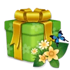 Green Gift Box - flowers - PNG