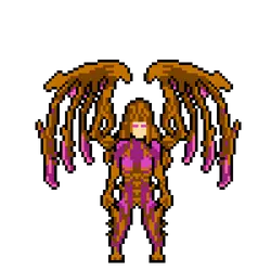 Pixel Demon Warrior - game character - Transparent Background PNG