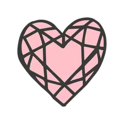 Pink Heart Gemstone - geometric - Transparent Background PNG