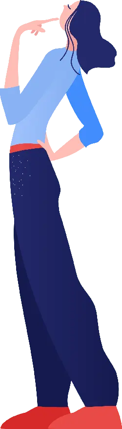 Girl in Blue Top and Dark Blue Pants - illustration - High Resolution PNG
