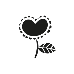 Heart Flower - line art - PNG Images