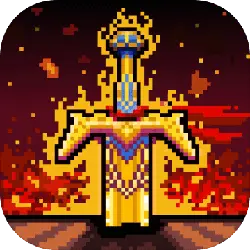 Flaming Sword - pixel art - Transparent Layer PNG