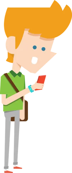 Cartoon Character in Green Shirt - phone - Free PNG